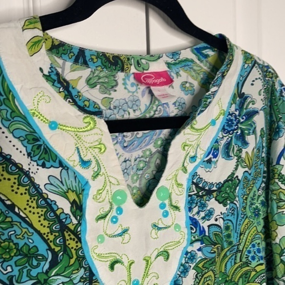Pappagallo Multi-Color Tropical Pattern Blouse - image 2